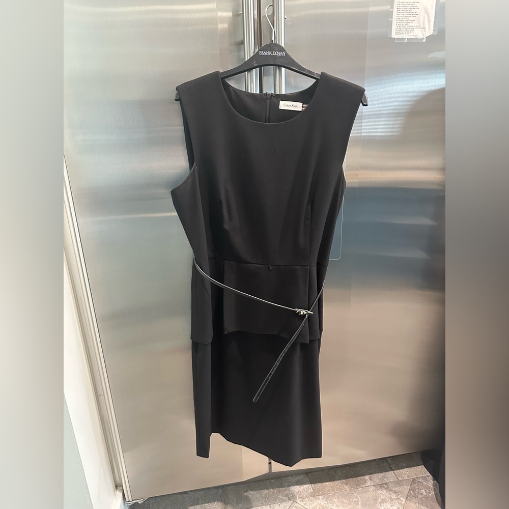 Calvin Klein Black Asymmetrical Sheath Dress for work